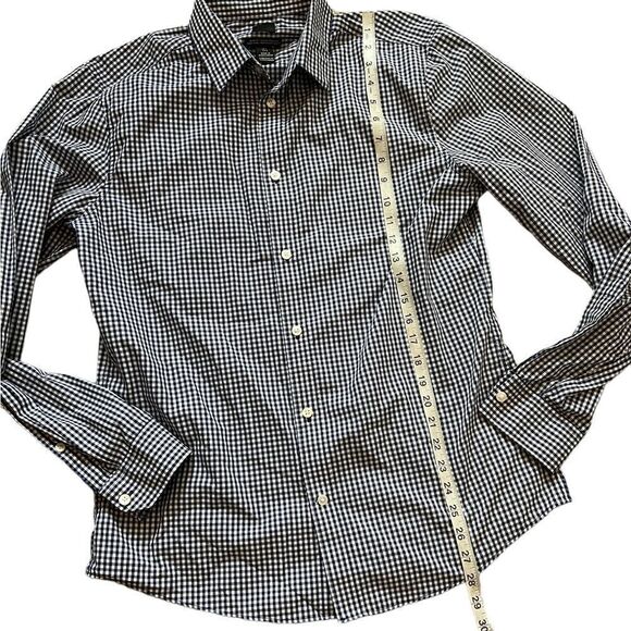 MENS H&M Blue & White Check Button Up Collared Dress Shirt L - Picture 6 of 8